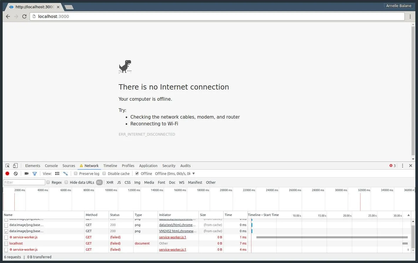 Demo application cached offline